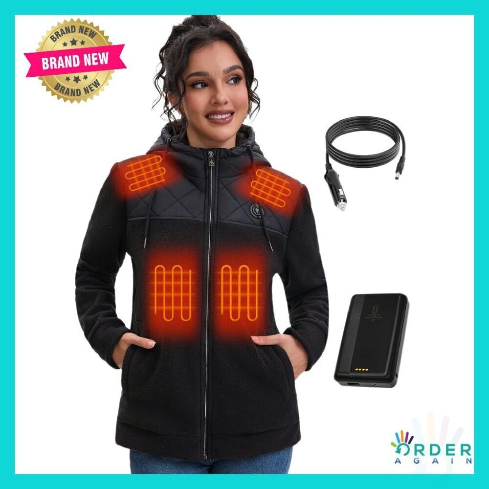 Fleece Heated Jacket with Battery Pack Slim Fit Active Performance Winter